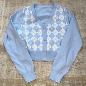 JING CHECKERED CROPPED CARDIGAN
